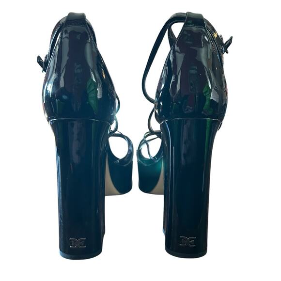 Sam Edelman Kamille Black Patent Platform Strappy Heels Ankle Strap NEW 11 - Picture 4 of 10